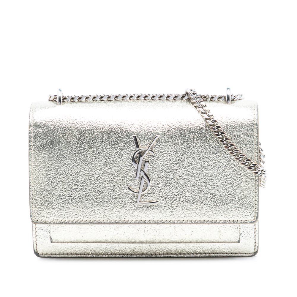 Pre-Loved Saint Laurent Mini Metallic Calfskin Monogram Sunset Wallet on Chain